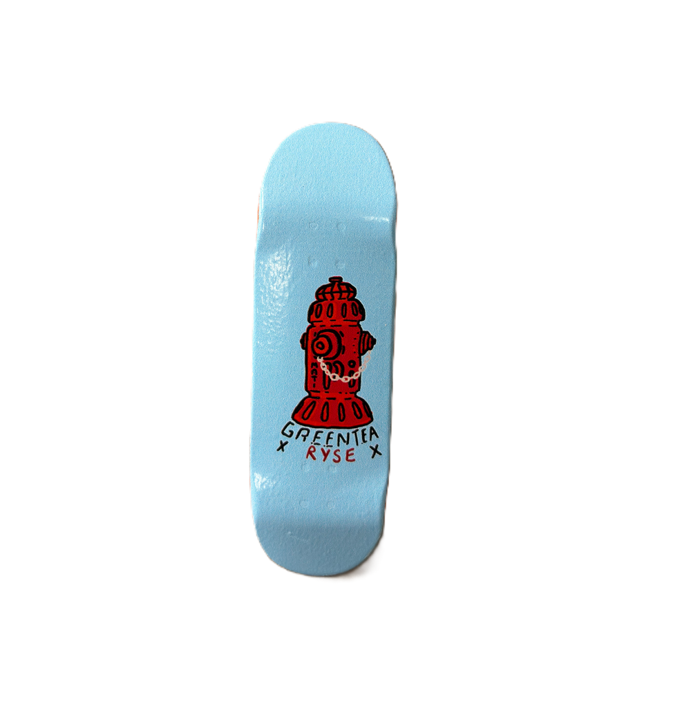 RYSE Green Tea Pro Fire Hydrant Fingerboard Deck Blue 32mm OG Midgard