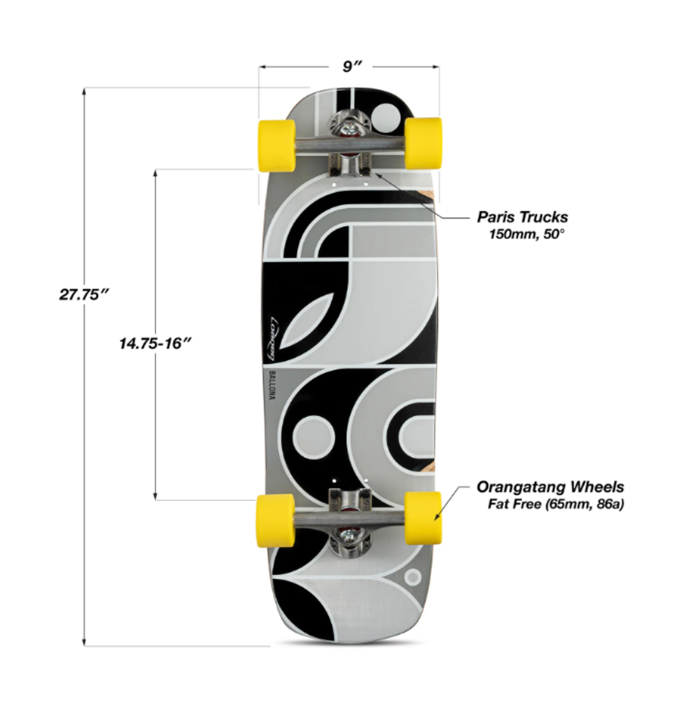 Loaded Ballona Orca Skateboard Complete Black Grey 9x27