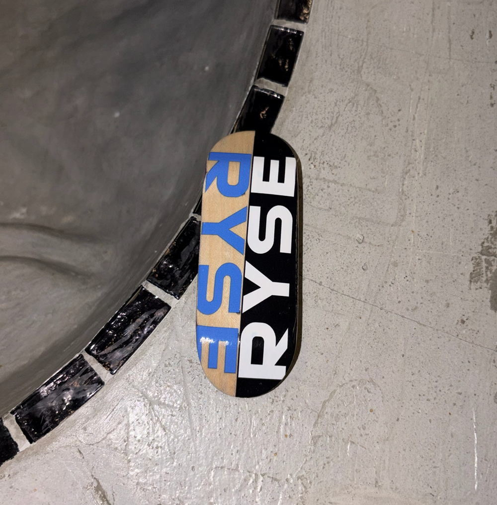 RYSE Split Logo Fingerboard Deck Blue Black 34mm OG Asgard