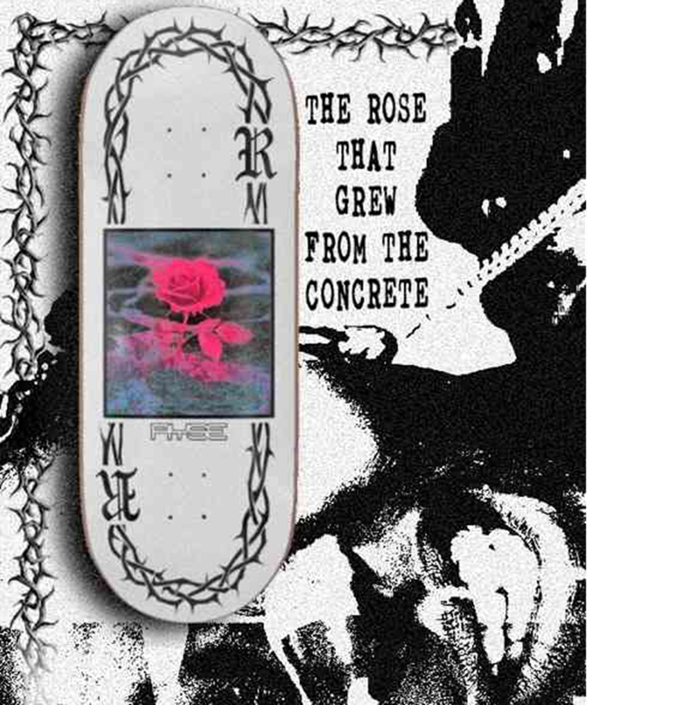 RYSE Concrete Rose Fingerboard Deck White 32mm OG Asgard