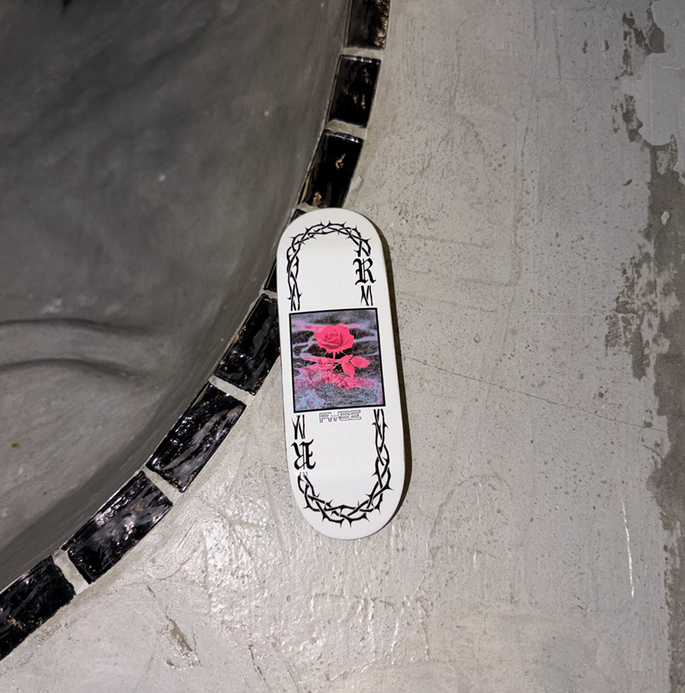 RYSE Concrete Rose Fingerboard Deck White 32mm OG Asgard