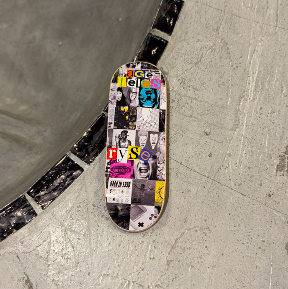 RYSE Age 90s Baby Pro Fingerboard Deck Black White 32mm OG Midgard