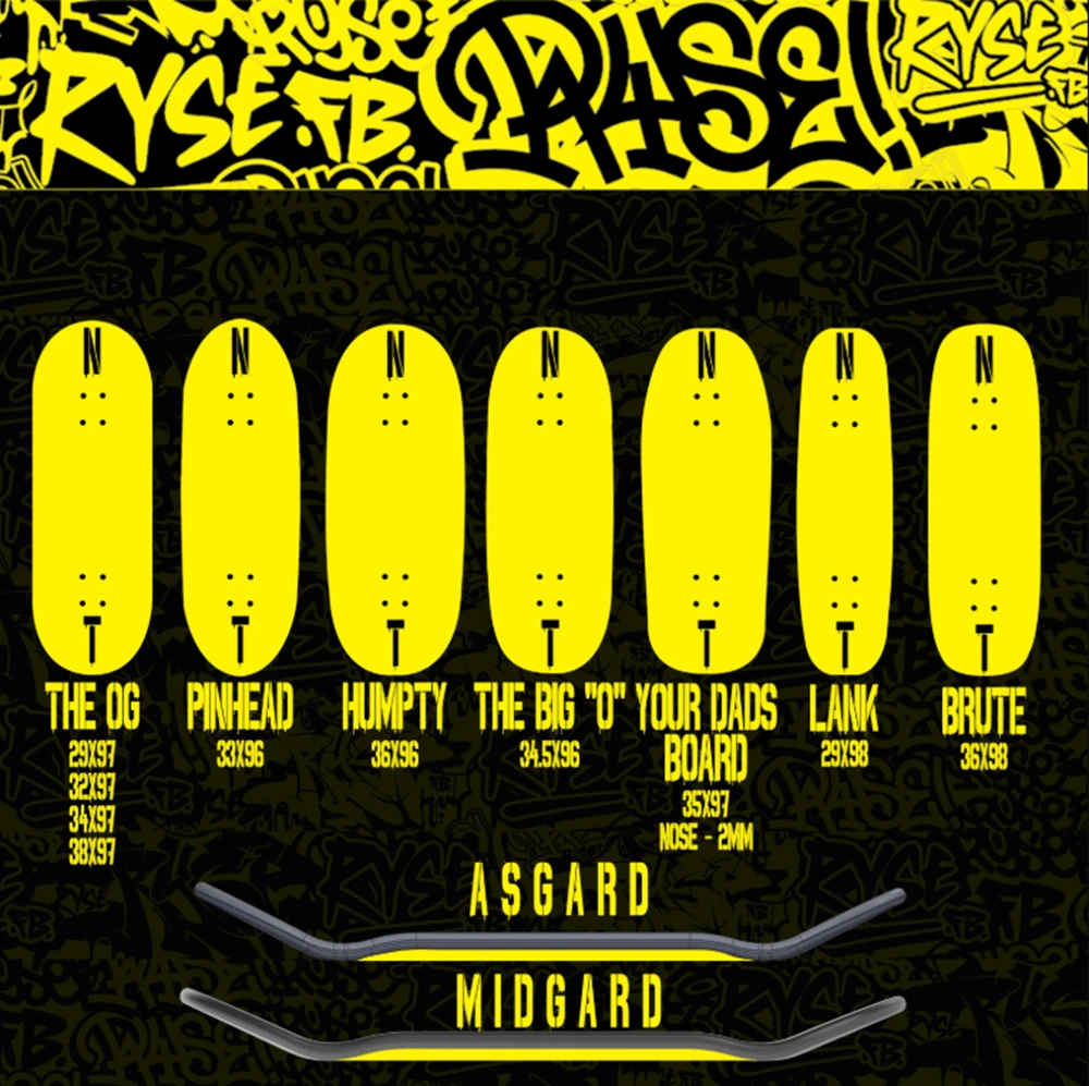 RYSE Age 90s Baby Pro Fingerboard Deck Black White 32mm OG Midgard