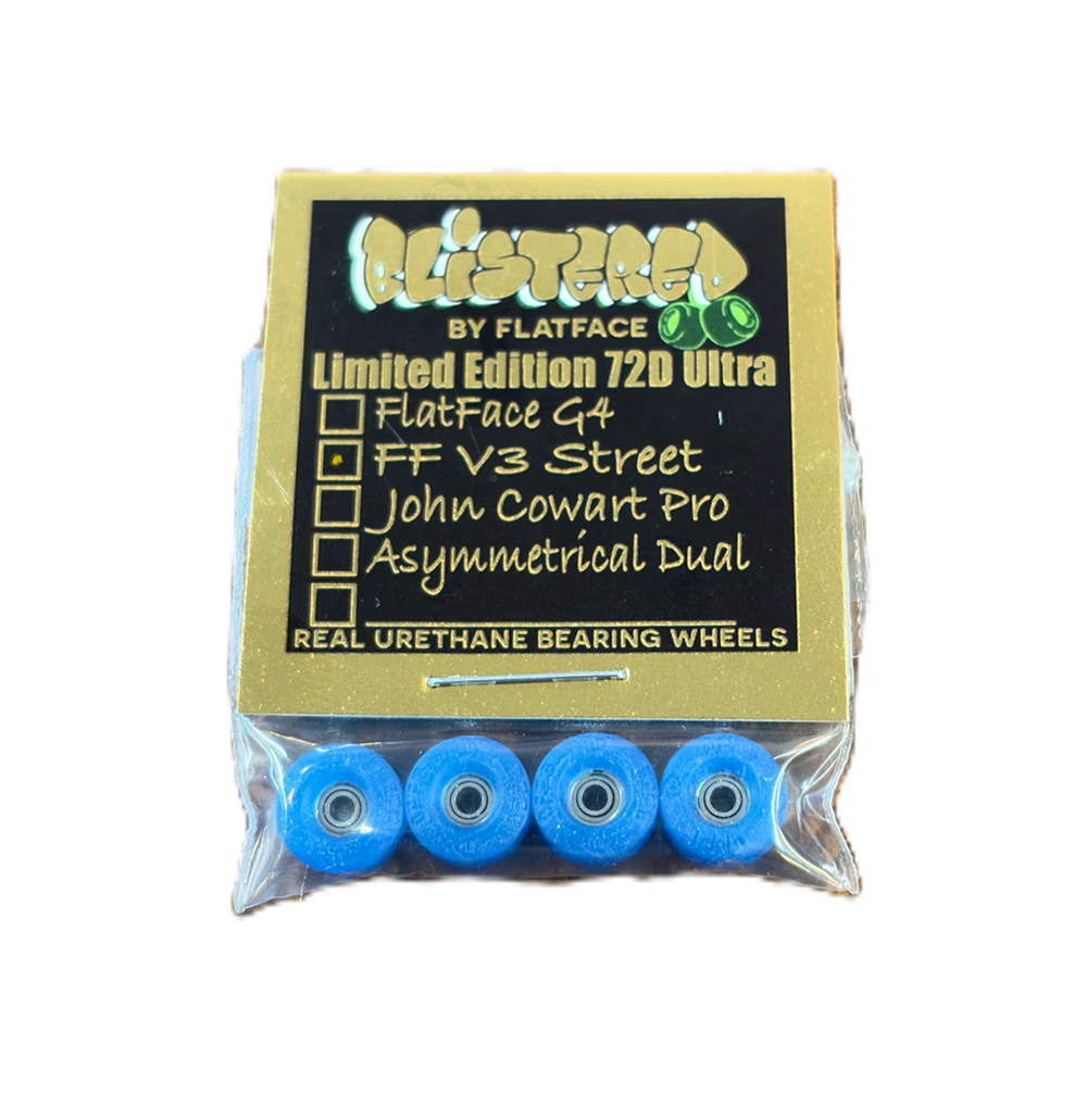 Flatface Blistered Blackriver Fingerboard Wheels Urethane Blue Sparkle 72d Ultra V3