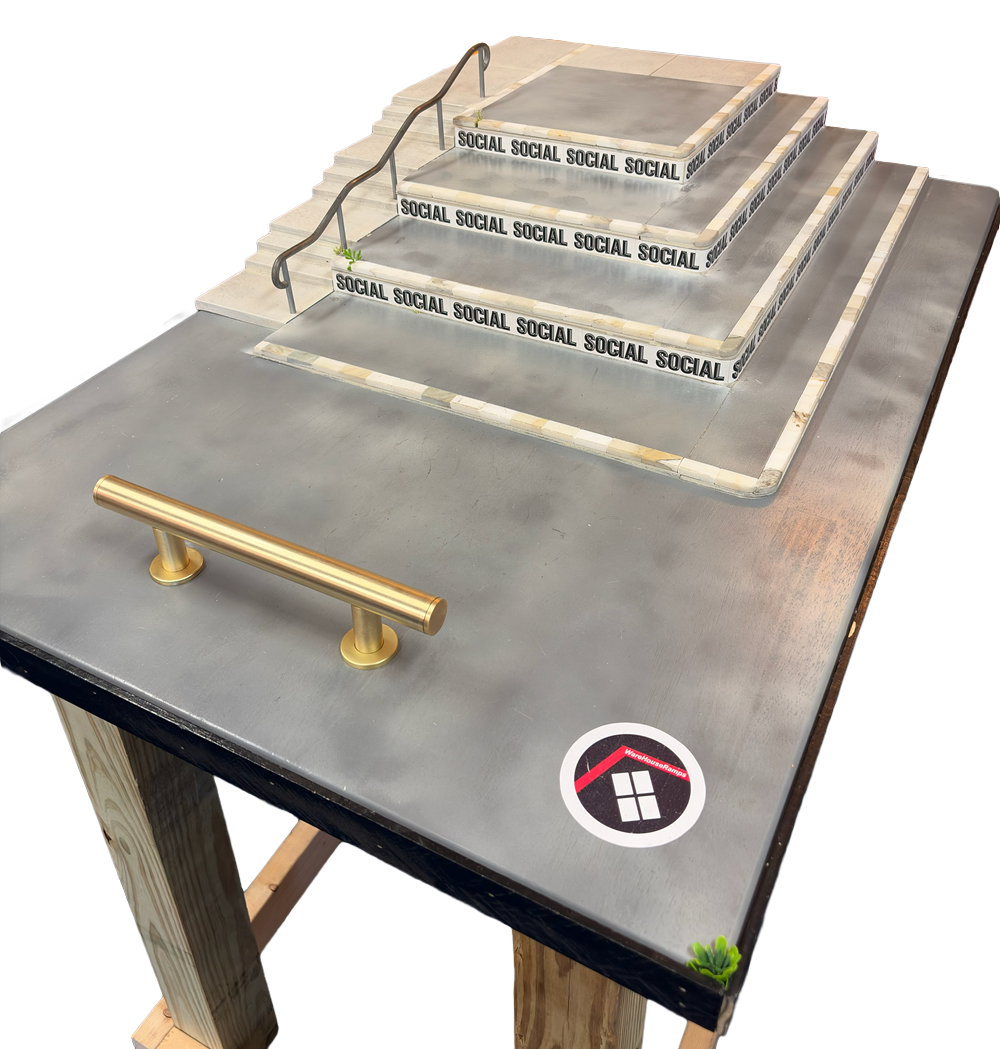 Warehouse Ramps Wallenberg Fingerboard Park w Stand Grey White 3x4