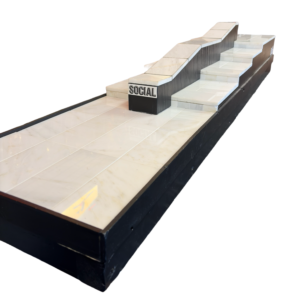 WAREHOUSE Ramps Tile Fingerboard Park Black White 1x5