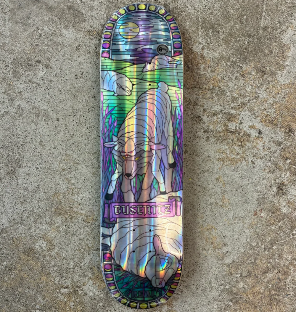 Real Busenitz Holographic Cathedral Skateboard Deck Pink Green 8.38x14.5WB