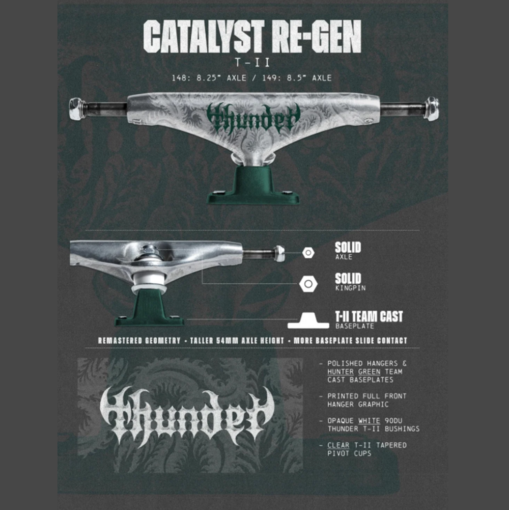 Thunder T-II Catalyst Regen Trucks Green Silver 148 Set