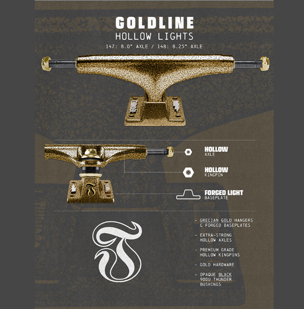Thunder Hollow Lights Goldline Trucks Gold 148 Set