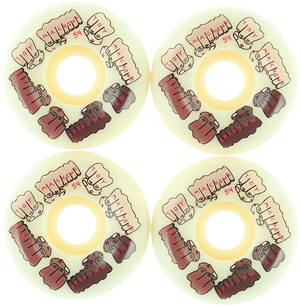 TOY MACHINE FISTS COLORS C LINE WHEEL 54MM WHITE WHEELS SET