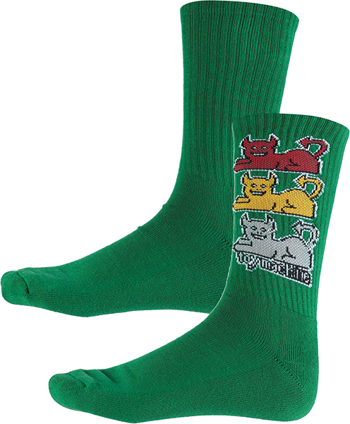 TOY MACHINE TRIPLE CAT CREW SOCKS GREEN 1pr