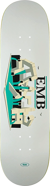 REAL EMB SKATEBOARD DECK 8.25 WHITE