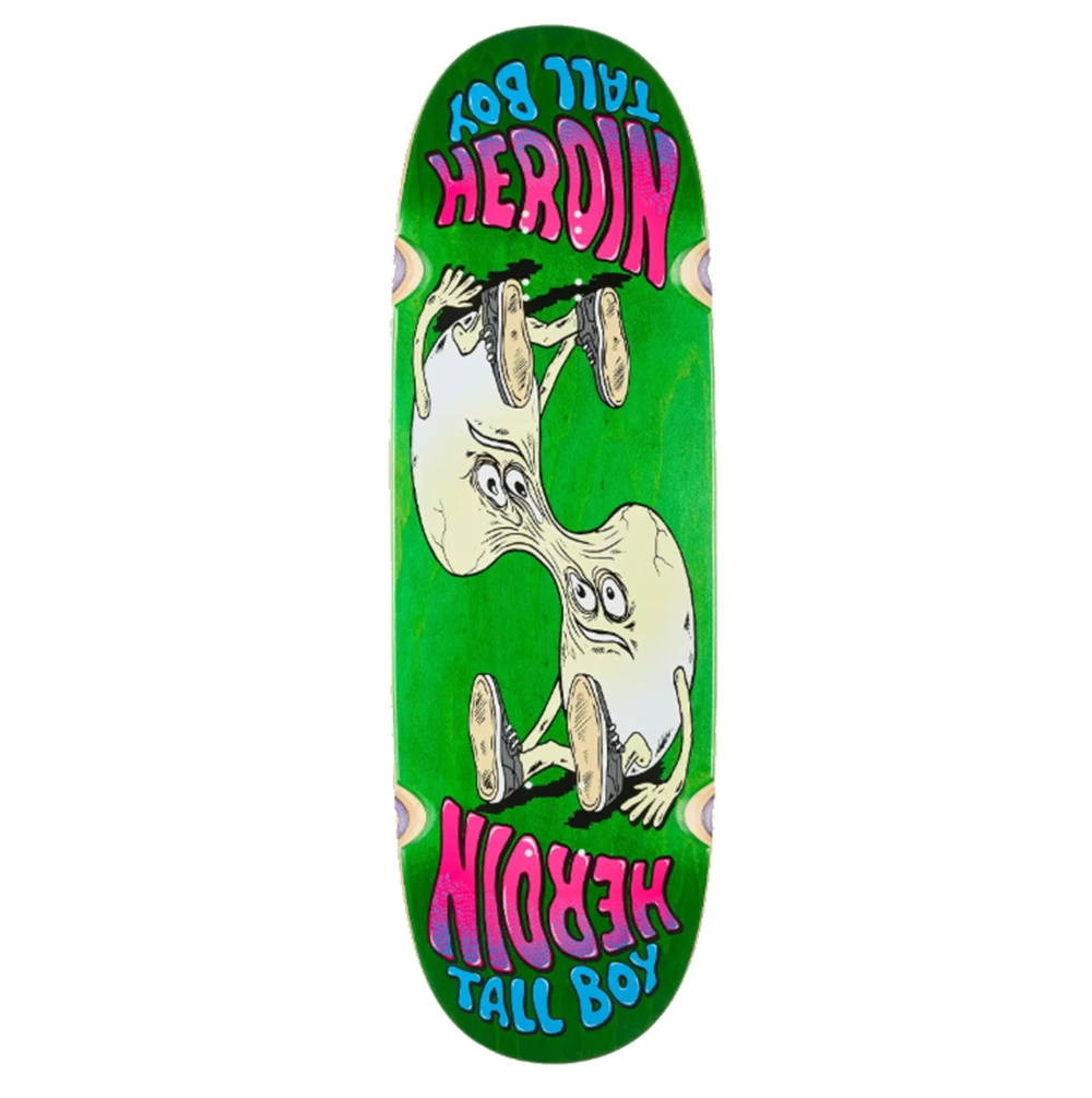 Heroin Merged Tall Boy Skateboard Deck Green Yellow 10.25x15wb
