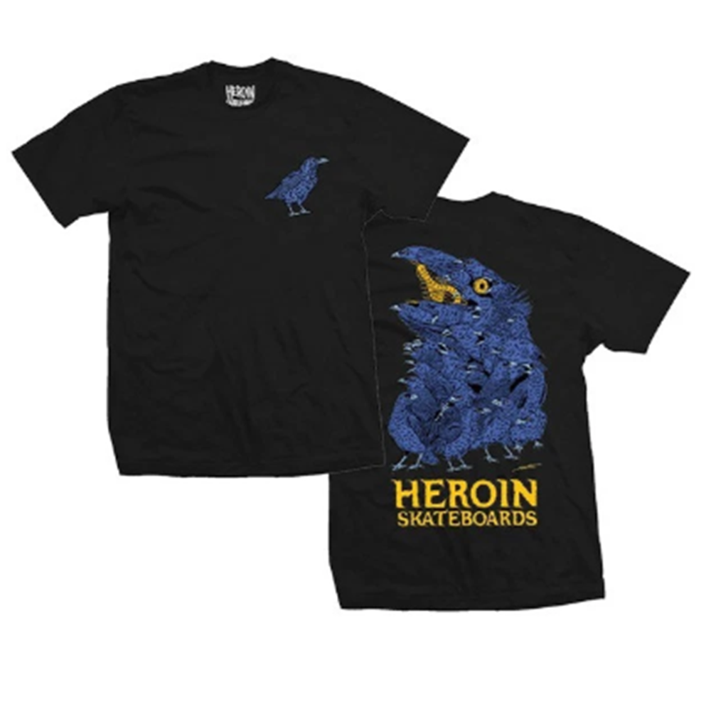 Heroin Crow Tee Black Large