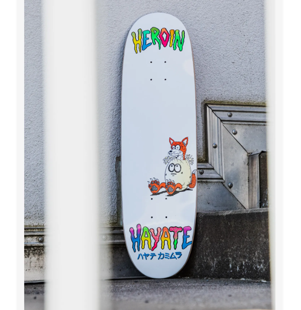 Heroin Hayate Fox Egg Skateboard Deck White 8.75x14wb