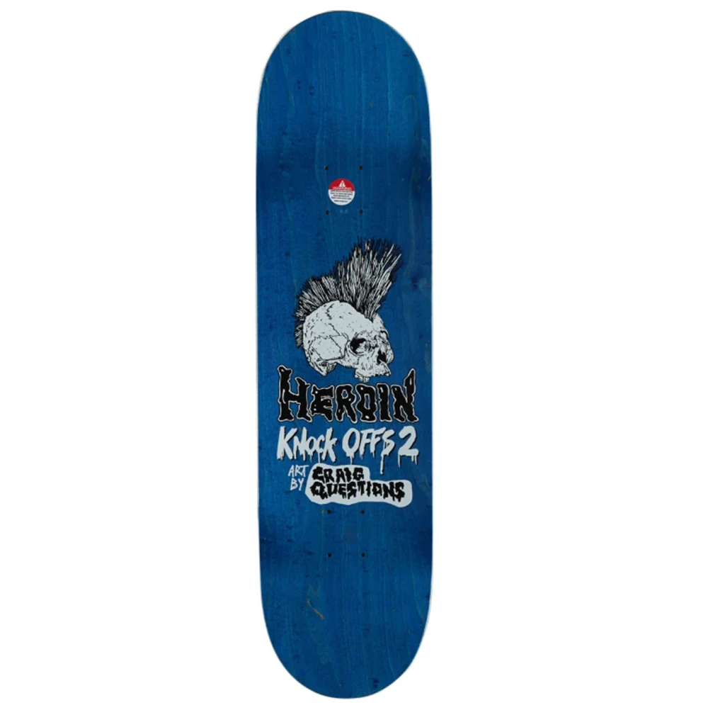 Heroin Wilson KO2 Skull Priest Skateboard Deck Blue Gold 8.5x14.3WB