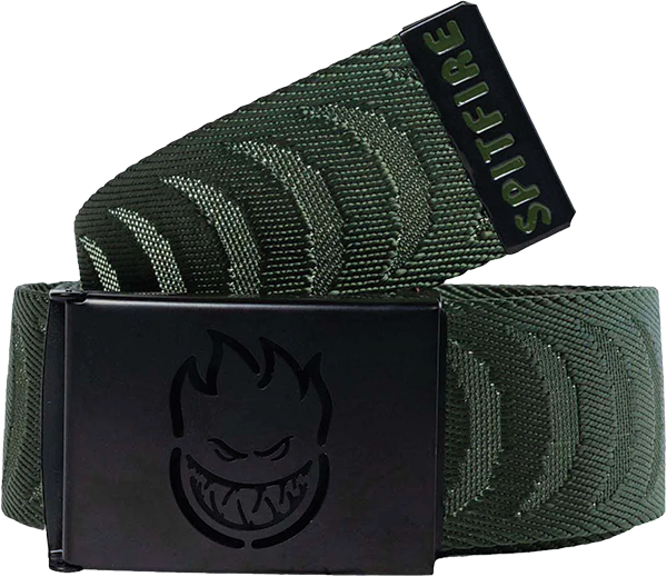 SPITFIRE BIGHEAD CUT OUT CRESCENT JACQUARD BELT OLV BLK