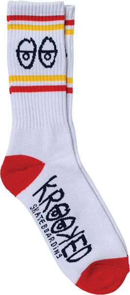 KROOKED EYES CREW SOCK WHITE RED NAVY YELLOW