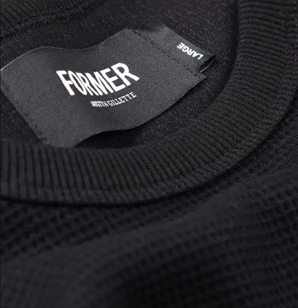 Former AG Raglan Waffle Crewneck Black Medium