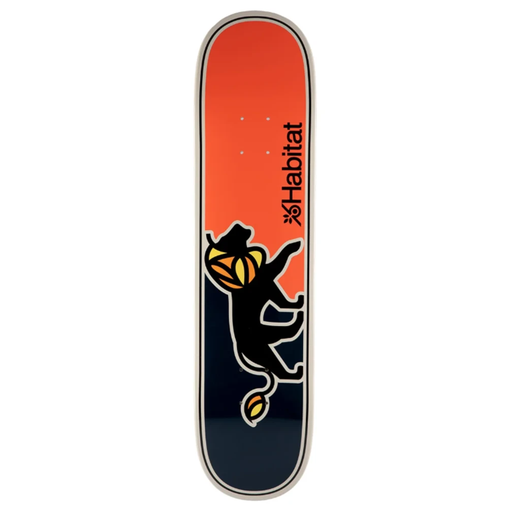 Habitat Lion Full Dip Skate Deck Black Orange Cream 7.75x13.75WB