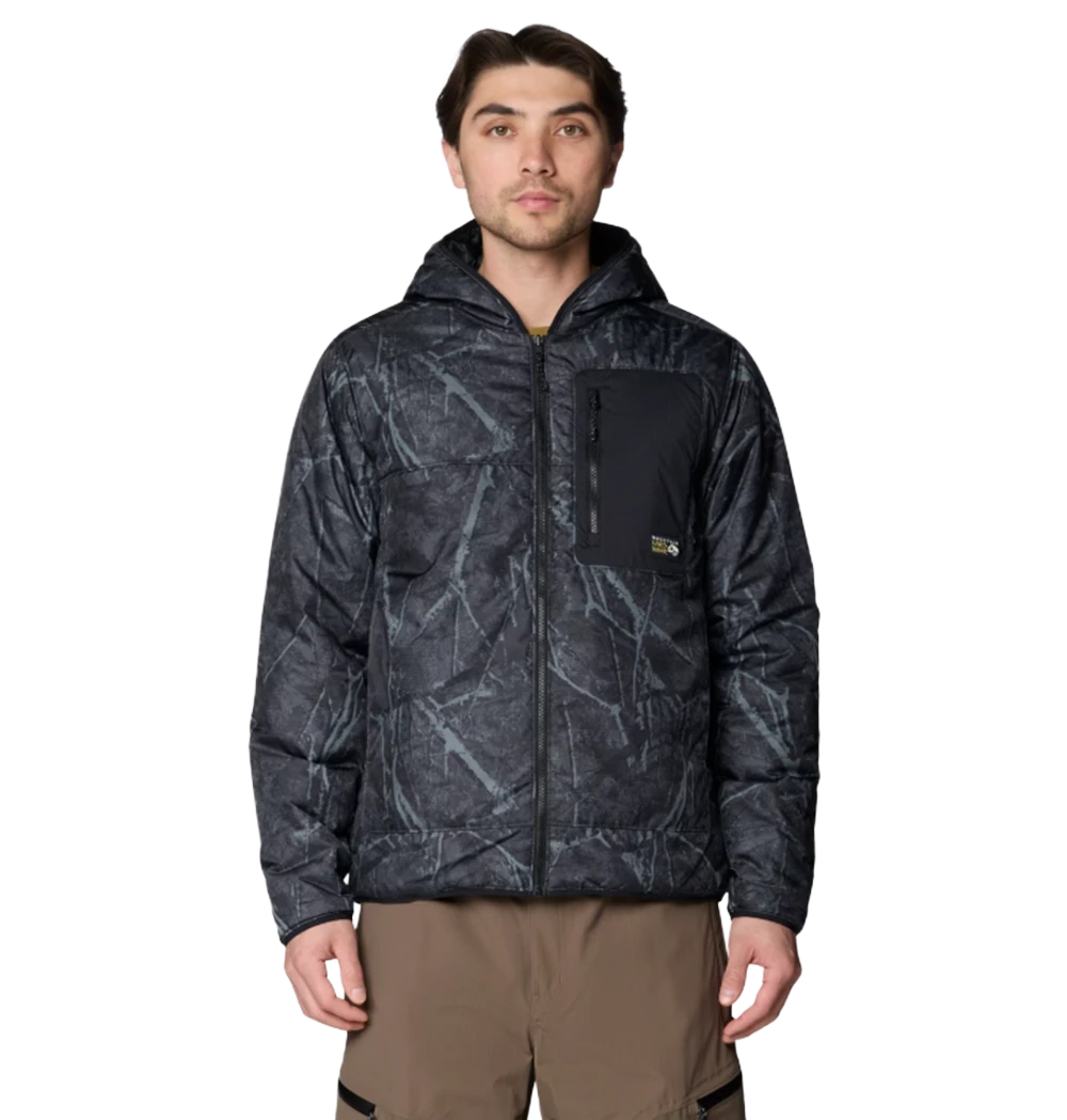 Mountain Hardwear Apres Pro Insulated Hood Jacket Mens Shark Print Black
