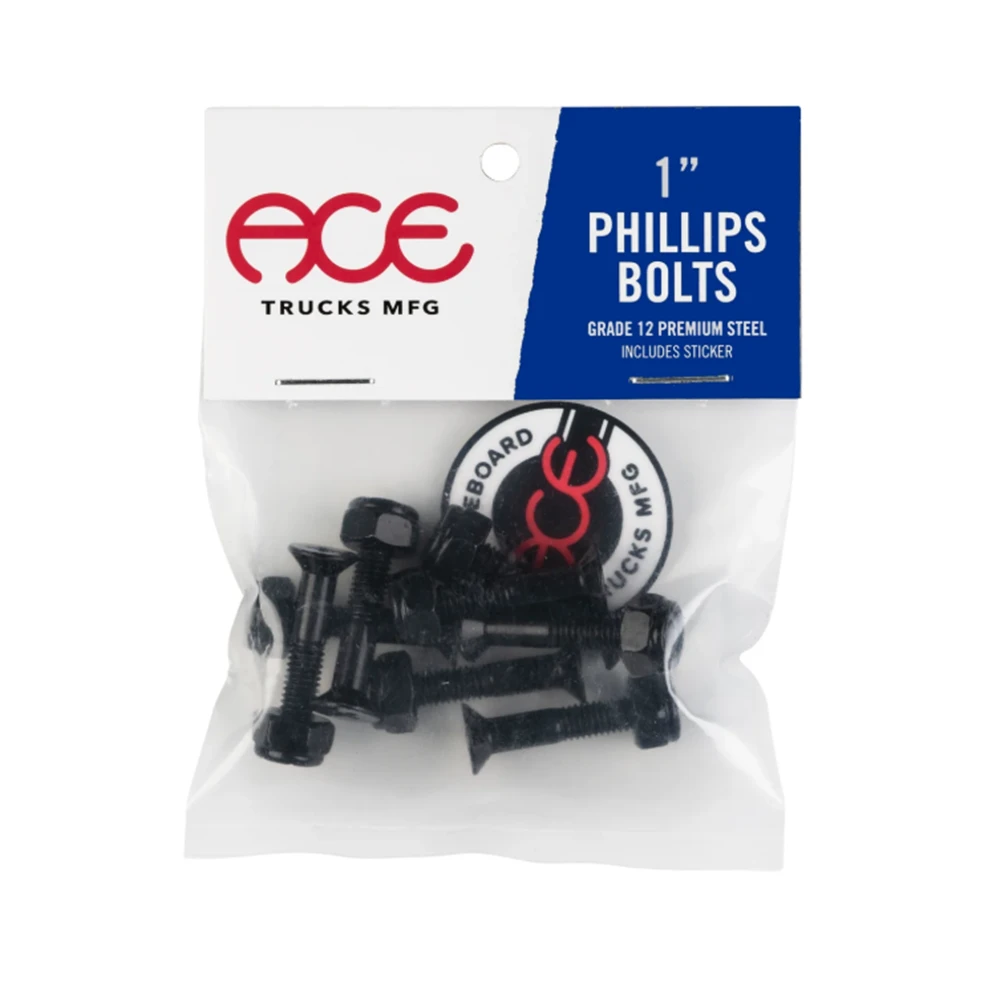Ace Skateboard Hardware Black 1" Phillips