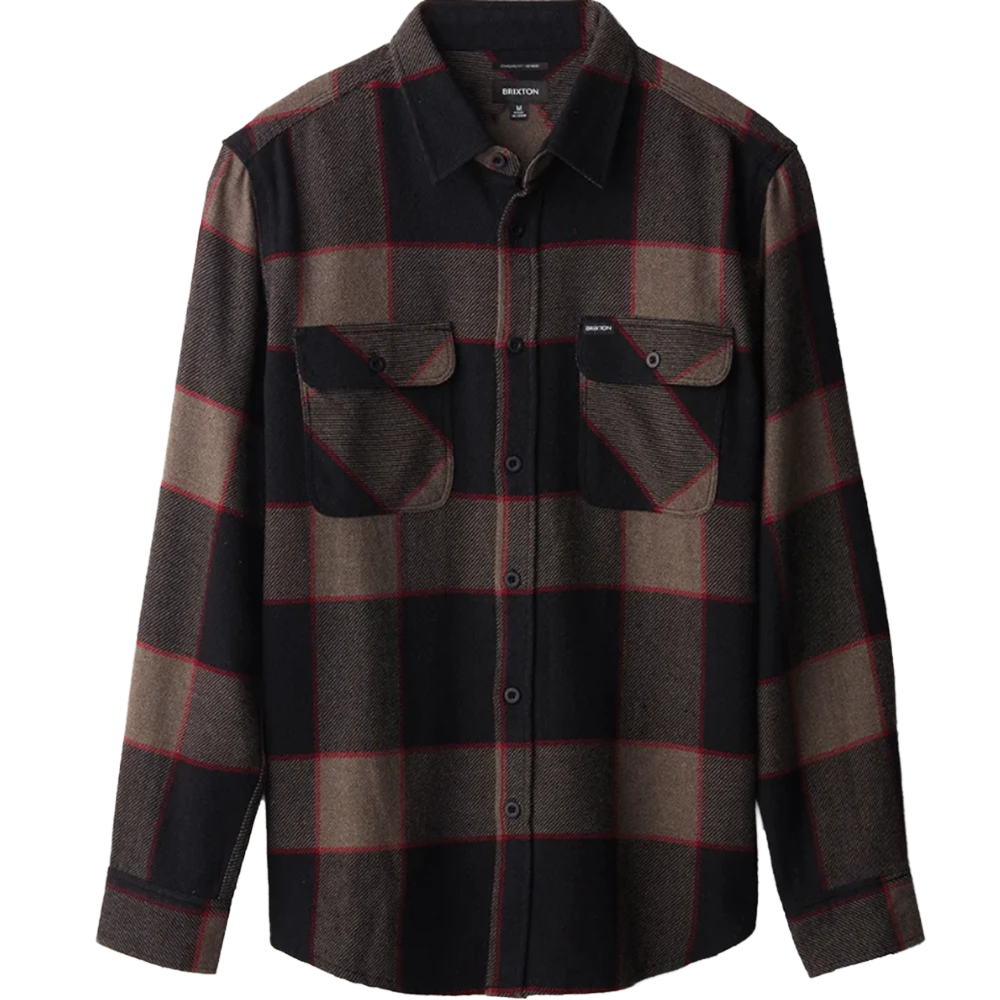 Brixton Bowery Flannel Grey Charcoal
