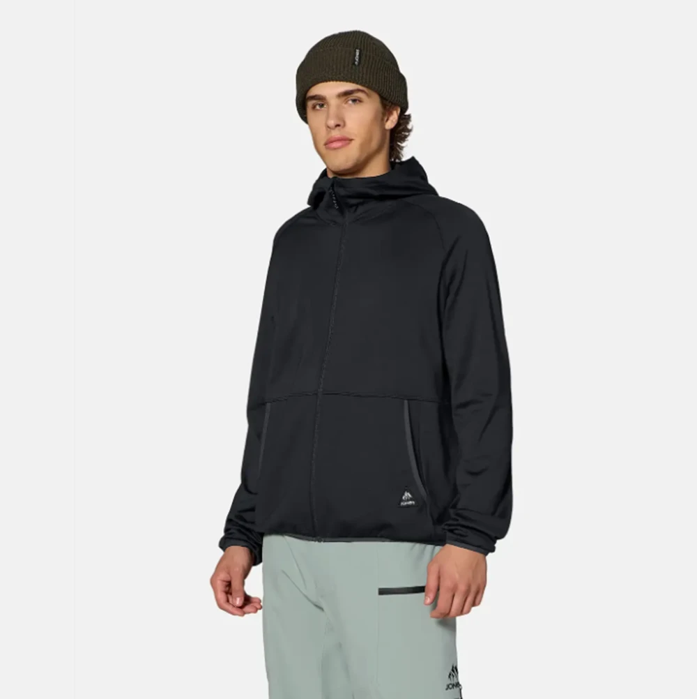 Jones Flagship Grid Fleece Hooded Jacket Mens Black