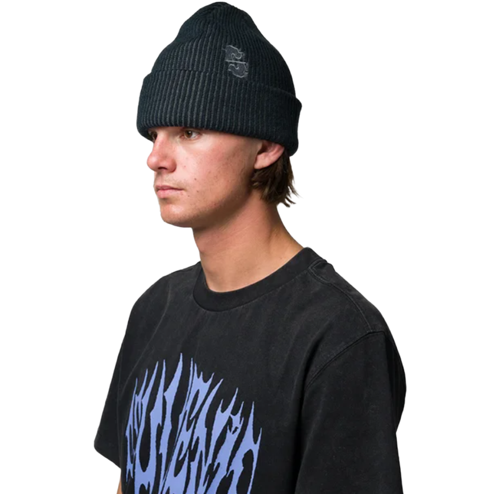 Souvenir Two Tone Rib Beanie Black