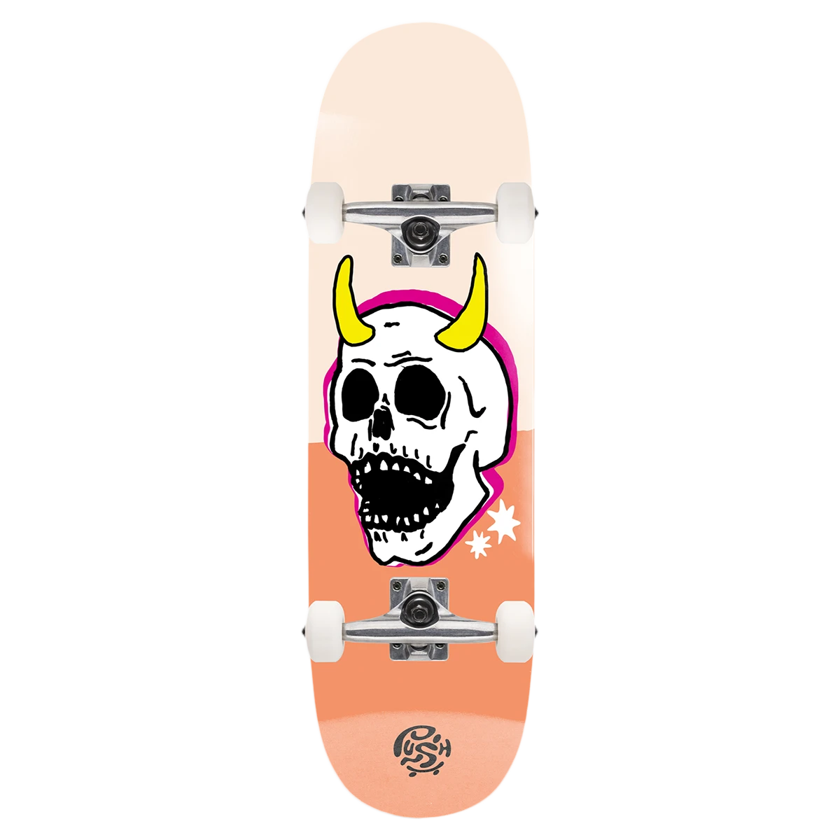 PUSH SKULL HORN FP MODERN MINI SKATEBOARD COMPLETE-7.5 PEACH