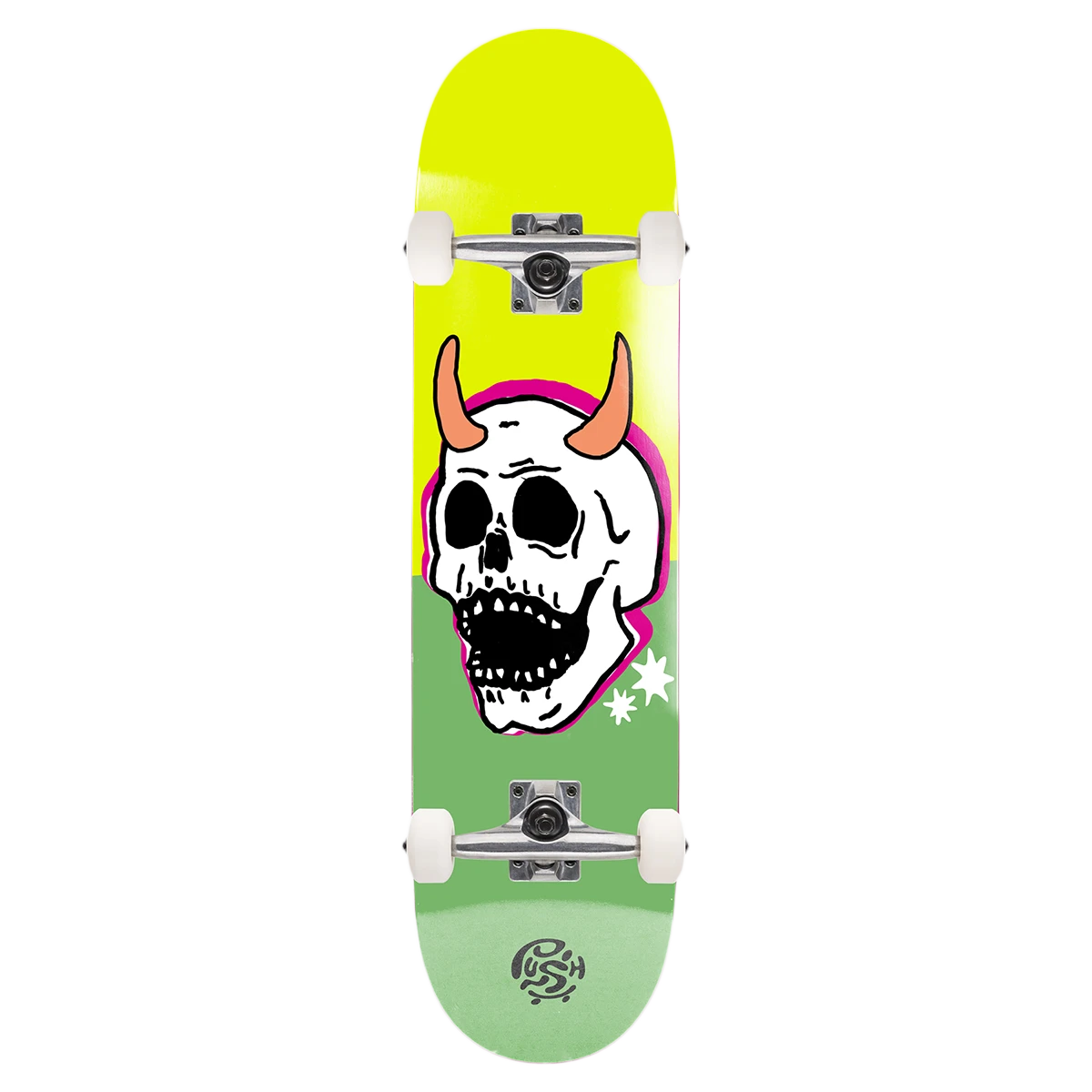 PUSH SKULL HORN FP SKATEBOARD COMPLETE-8.0 LIME GREEN