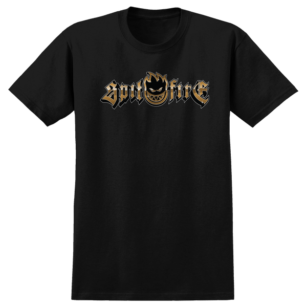 SPITFIRE GOLD CHROME BIGHEAD SS TSHIRT XLARGE BLACK
