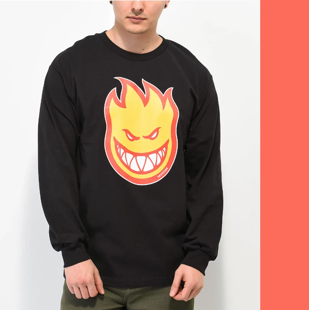 Spitfire Bighead Fill LongSleeve Tshirt Black Yellow Red XL