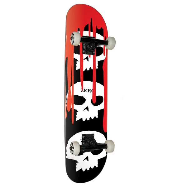 ZERO 3 SKULL WITH BLOOD SKATEBOARD COMPLETE-8.0 BLK/WHT/RED