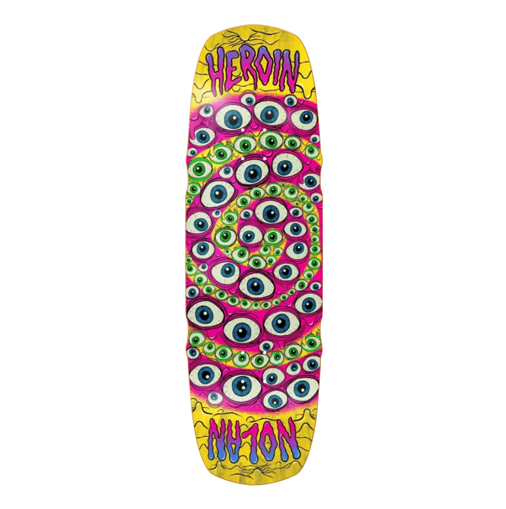 Heroin Houghton Spirazzle Skateboard Deck Yellow Pink 9.5x14.25WB