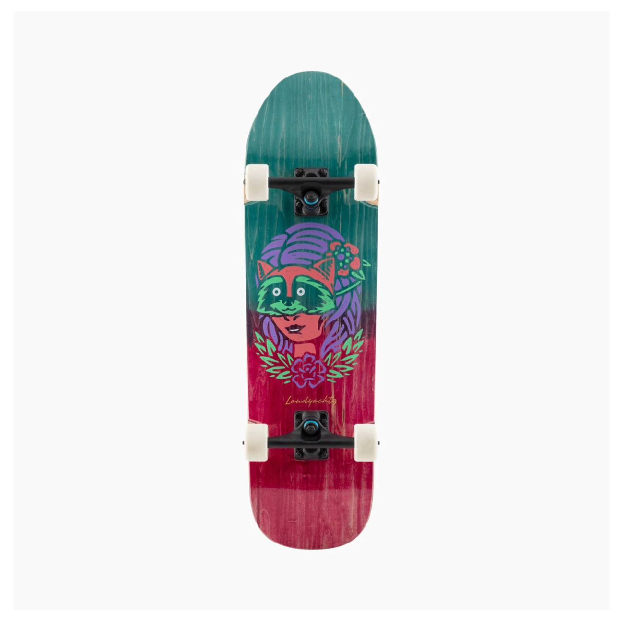 Landyachtz ATV Perfecto Raccoon Skateboard Complete Green Pink 9.02x32