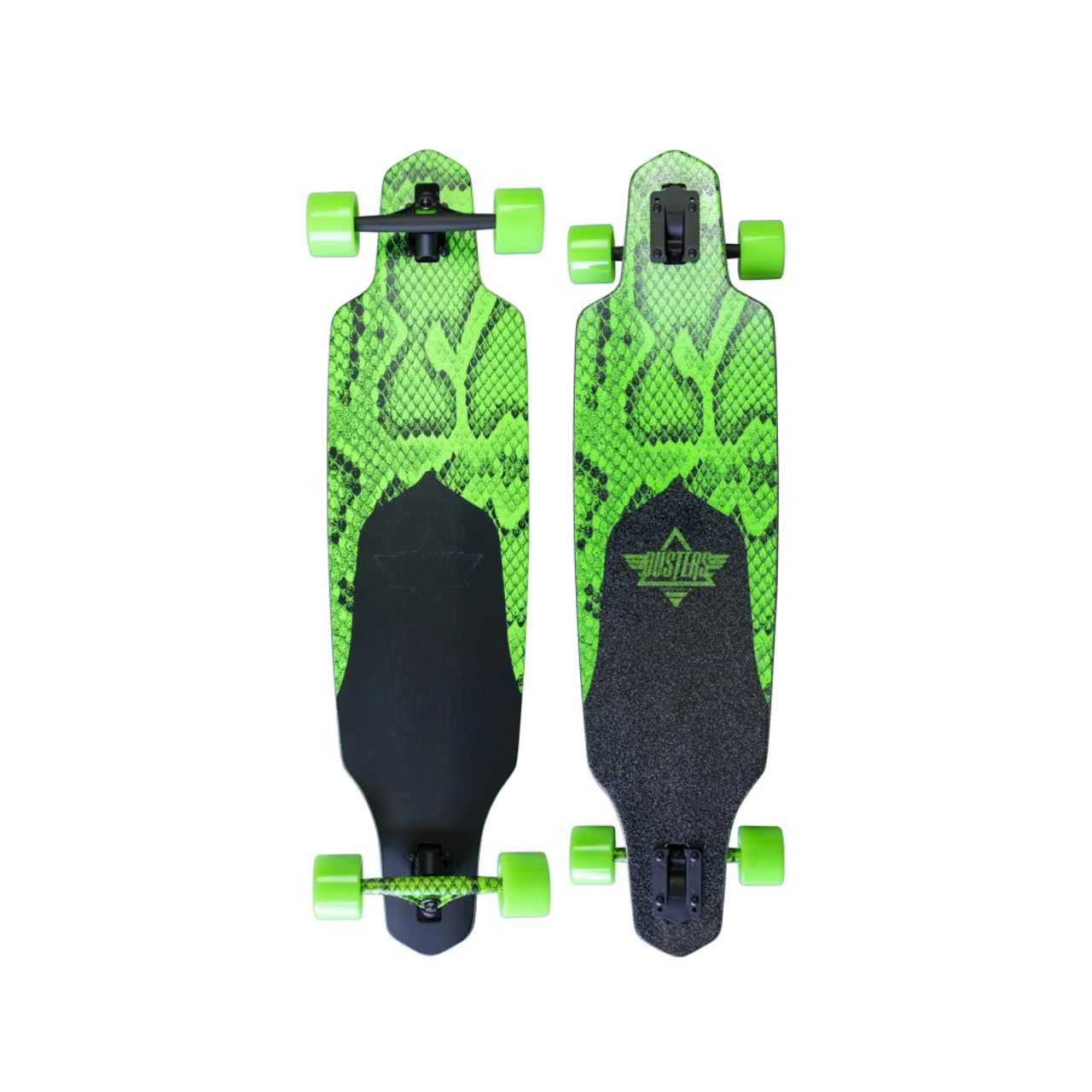 Dusters Channel Snakeskin Longboard Skateboard Neon Green 38"