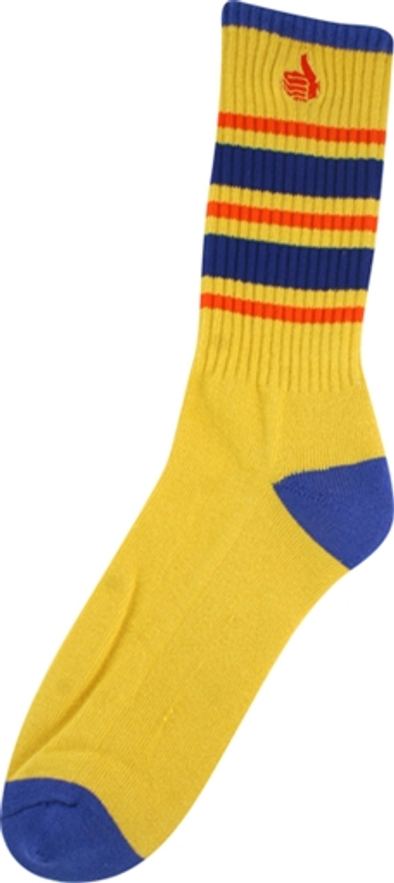 BRO STYLE BIG STRIPE CREW SOCKS YEL 1 pair