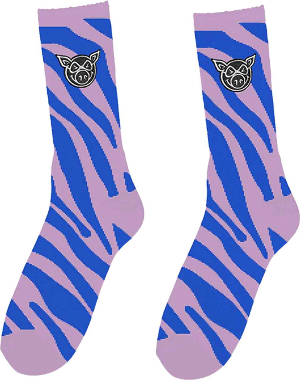 PIG ZEBRA CREW SOCKS PURPLE 1pr