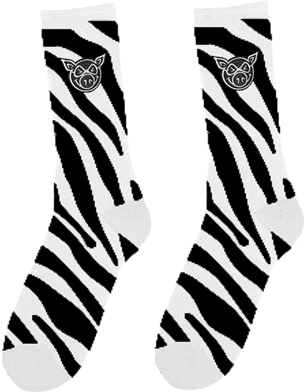 PIG ZEBRA CREW SOCKS BLACK 1pr