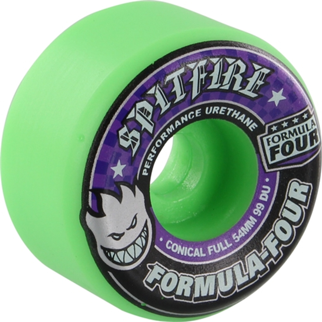 スケートボード Spitfire Wheels Conical Green Print 54mm Spitfire | 54mm/101a Forumula Four Wheels - Conical Shape