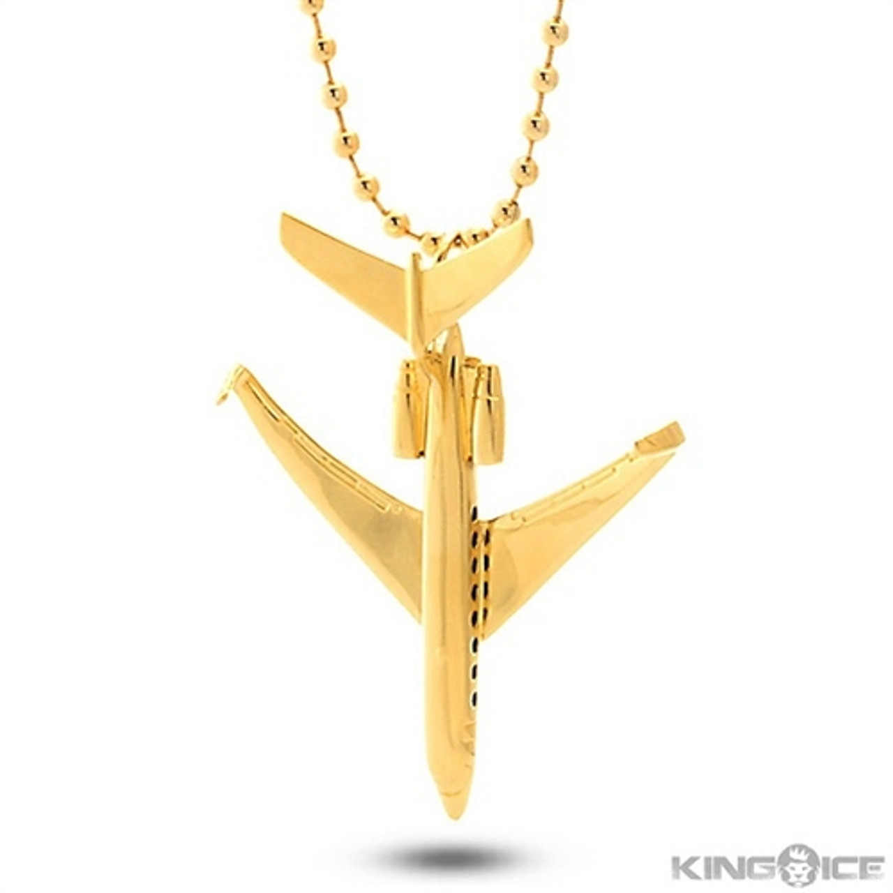 King Ice Private Jet G650 Necklace 14K Gold | Boardparadise.com King Ice Private Jet G650 Necklace 14K Gold | Boardparadise.com