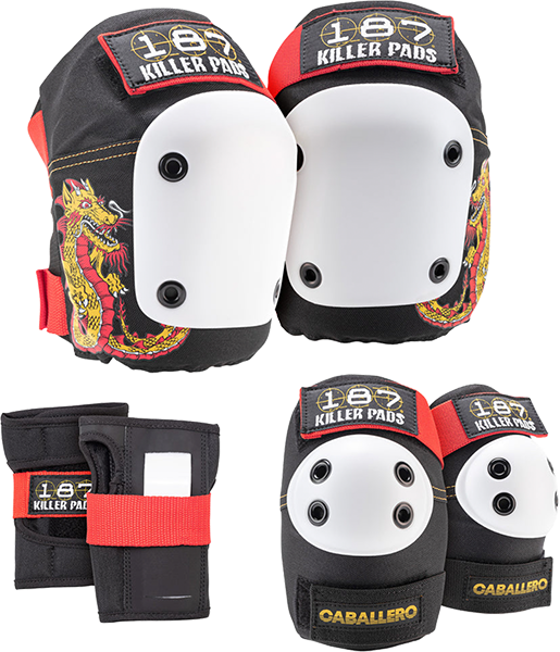 187 6-PACK PAD SET XSMALL CABALLERO DRAGON BLK