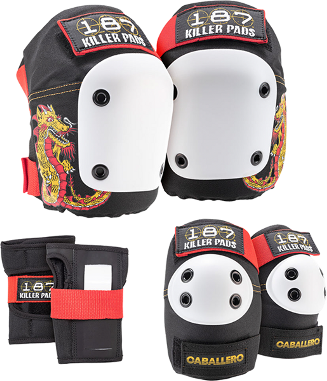 187 6-PACK PAD SET L/XLARGE CABALLERO DRAGON BLK