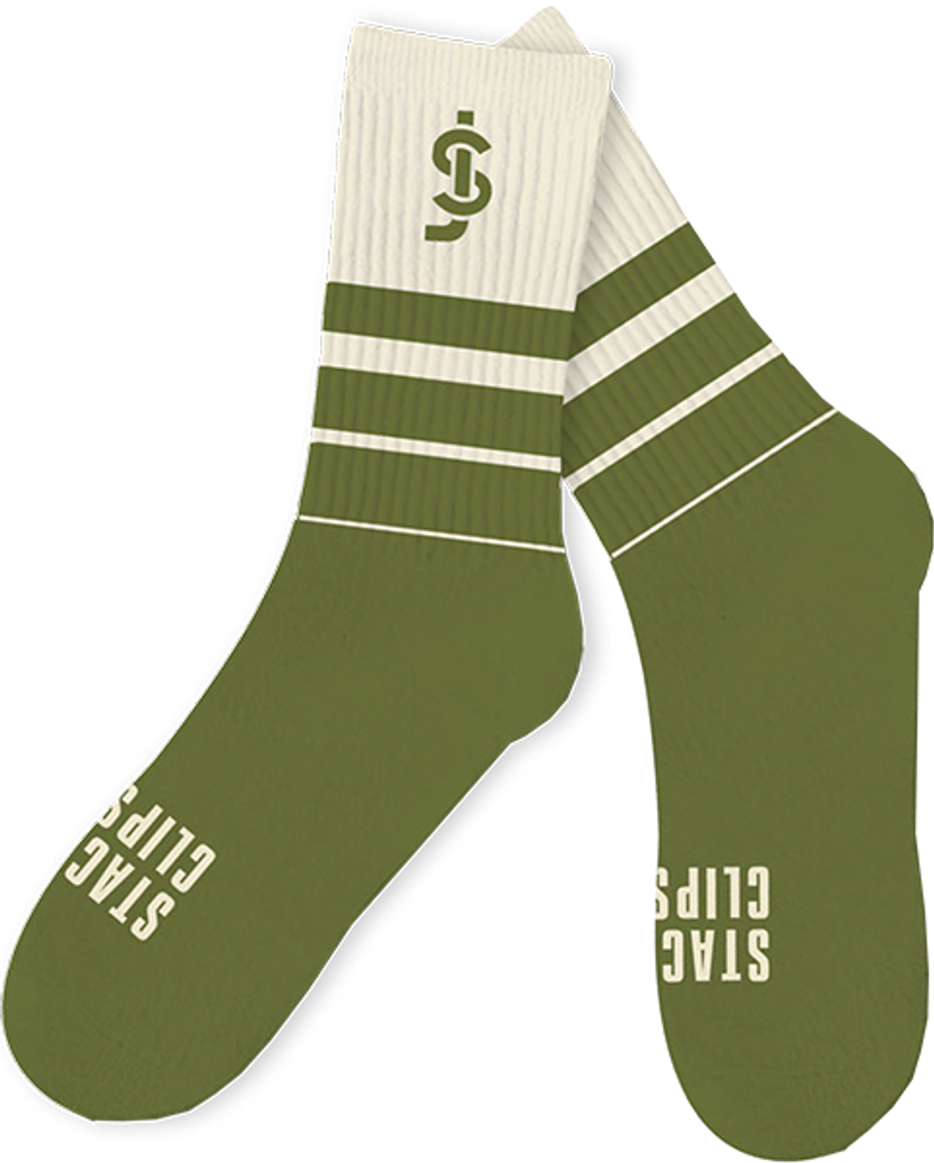 SHAKE JUNT STACK CLIPS CREW SOCKS OLIVE/CREAM