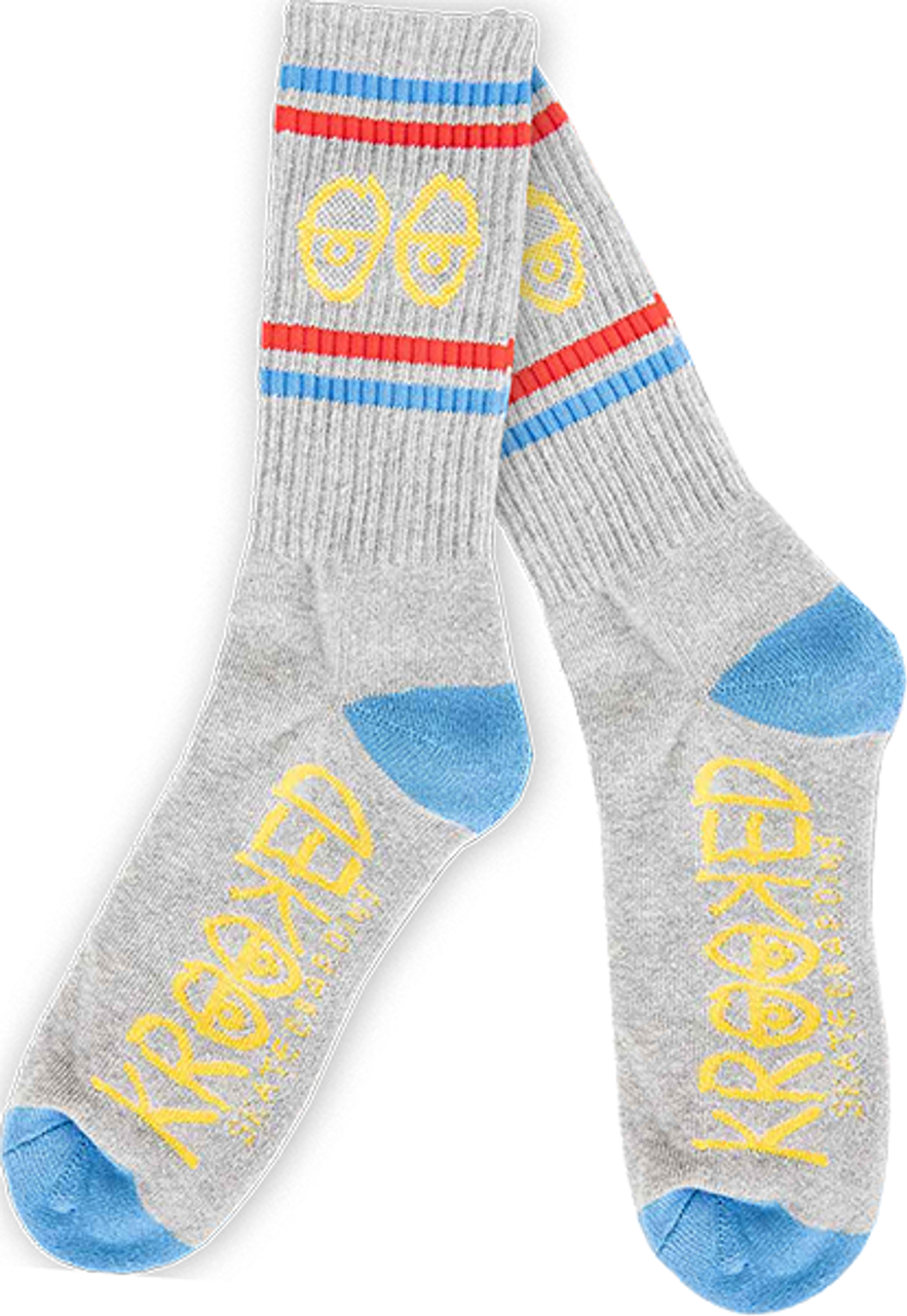 KROOKED EYES CREW SOCK HEATHER/YEL/BLU/RED