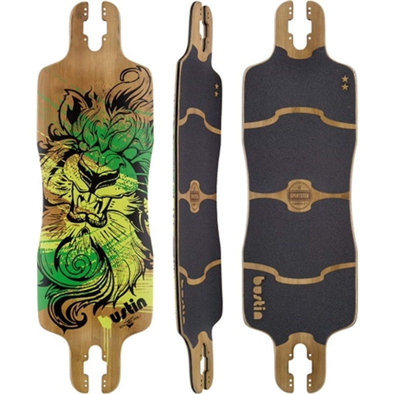 Bustin Sportster Bamboo Skateboard Deck Green Yellow 33