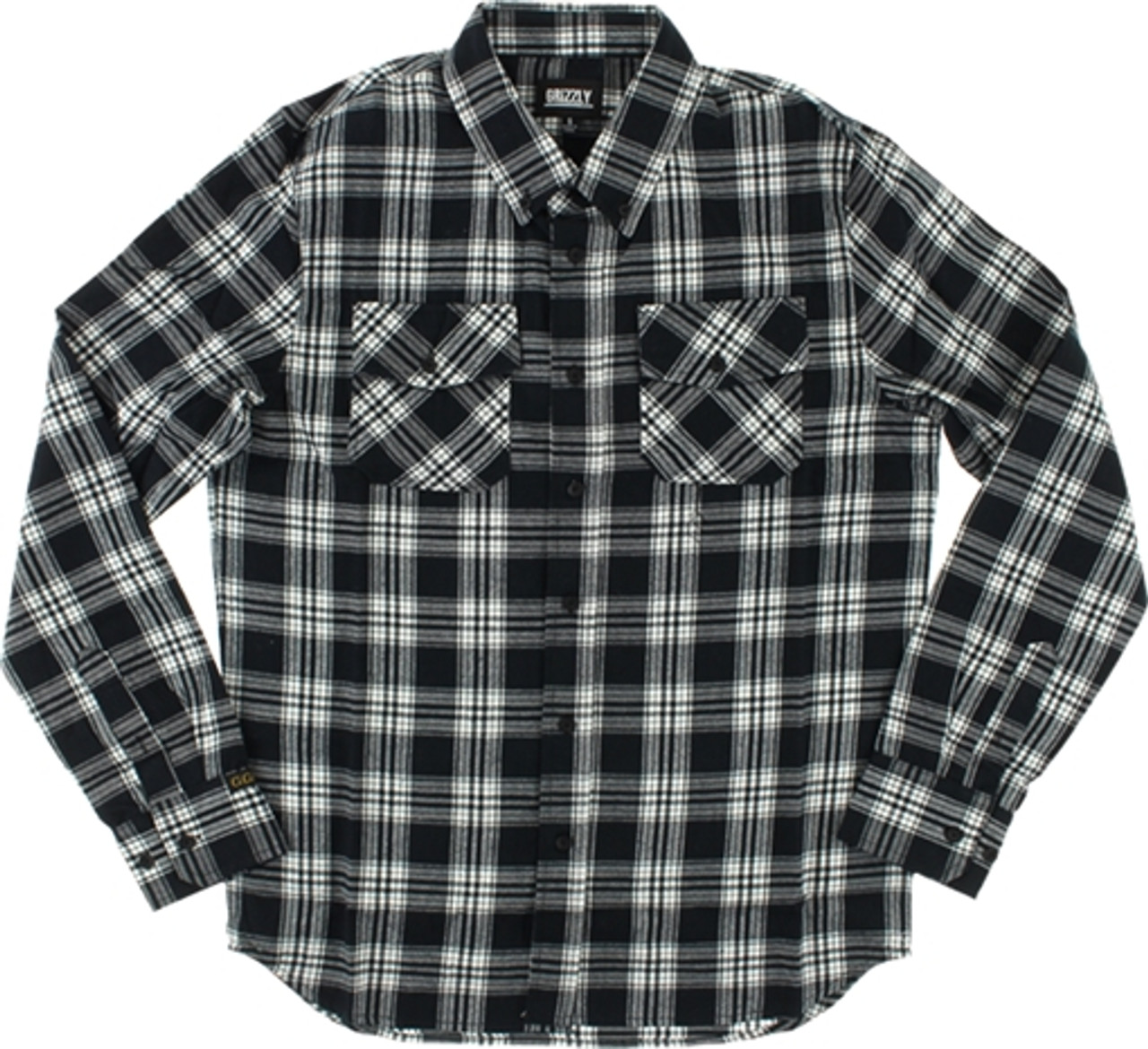 GRIZZLY TUNDRA BUTTON-UP LONGSLEEVE SMALL BLACK PLAID