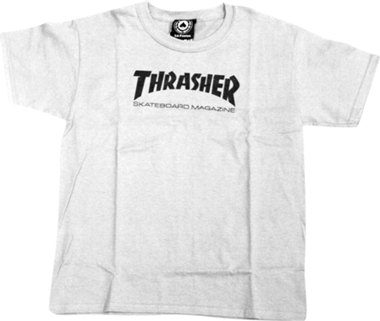 THRASHER MAG LOGO YTH SS LARGE  WHITE