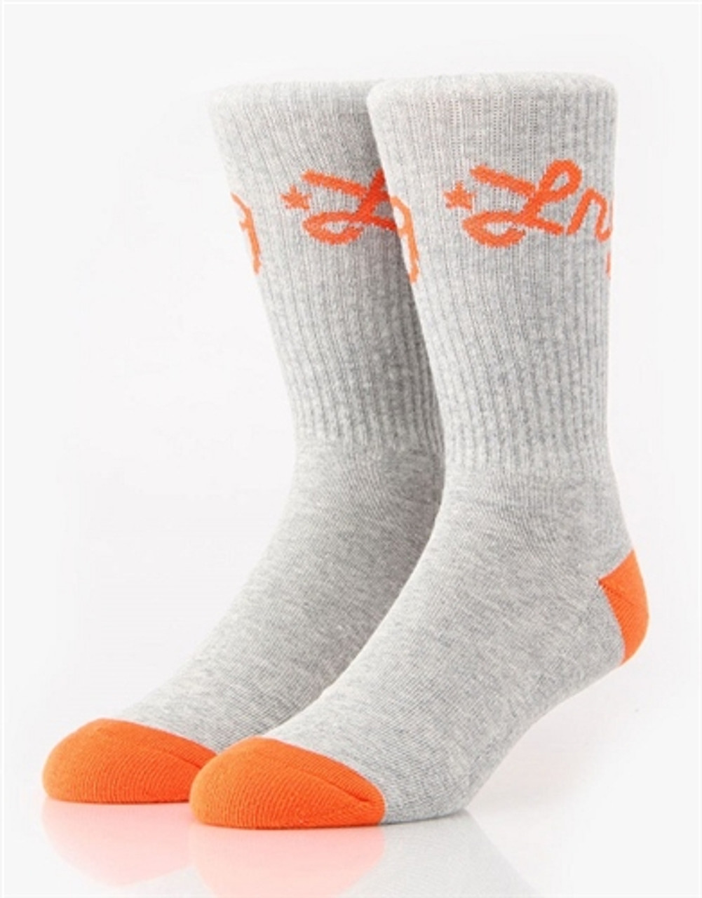 LRG Cursive Crew Socks 1pair Grey S/M